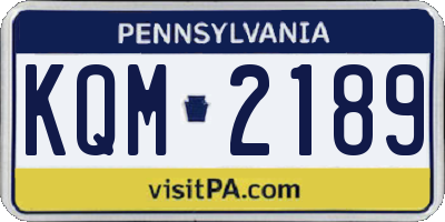PA license plate KQM2189