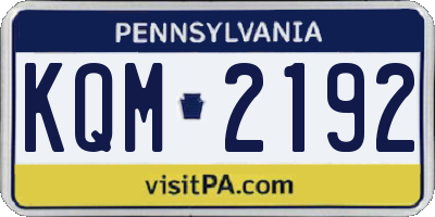 PA license plate KQM2192