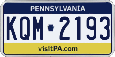 PA license plate KQM2193