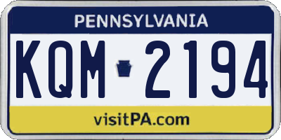 PA license plate KQM2194