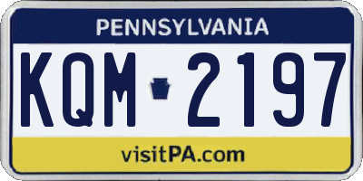 PA license plate KQM2197