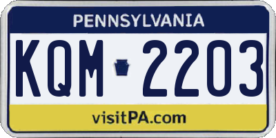 PA license plate KQM2203