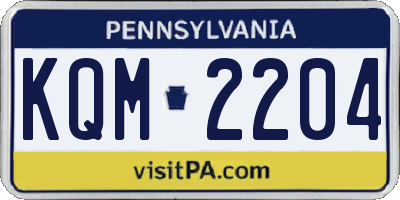 PA license plate KQM2204