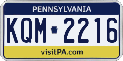 PA license plate KQM2216