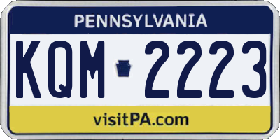 PA license plate KQM2223