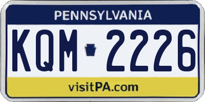 PA license plate KQM2226