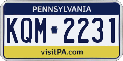 PA license plate KQM2231