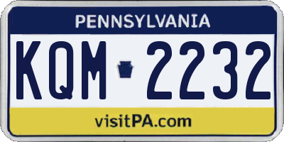 PA license plate KQM2232