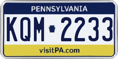 PA license plate KQM2233
