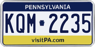 PA license plate KQM2235