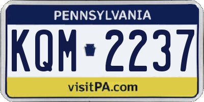 PA license plate KQM2237