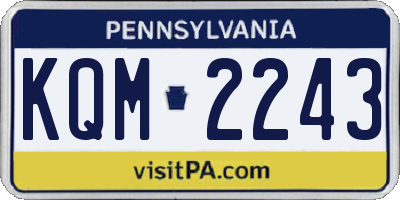 PA license plate KQM2243