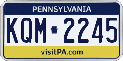 PA license plate KQM2245