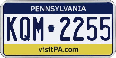 PA license plate KQM2255
