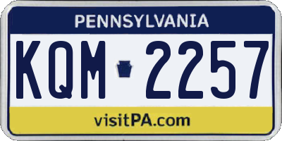 PA license plate KQM2257