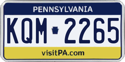 PA license plate KQM2265