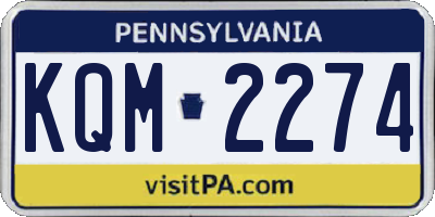 PA license plate KQM2274
