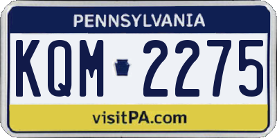 PA license plate KQM2275