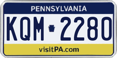 PA license plate KQM2280
