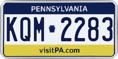PA license plate KQM2283