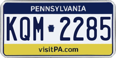 PA license plate KQM2285