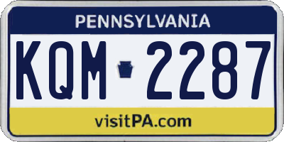 PA license plate KQM2287