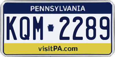 PA license plate KQM2289