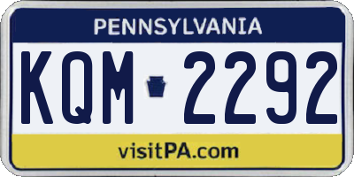 PA license plate KQM2292