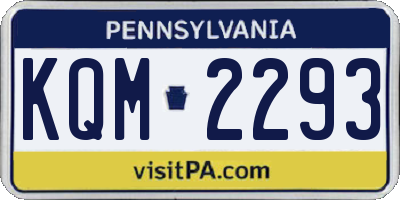 PA license plate KQM2293