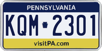 PA license plate KQM2301