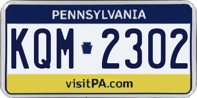 PA license plate KQM2302