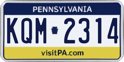 PA license plate KQM2314