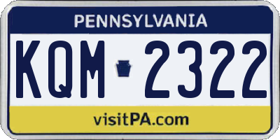 PA license plate KQM2322