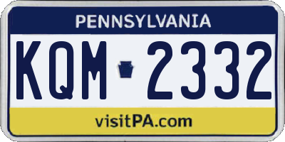 PA license plate KQM2332