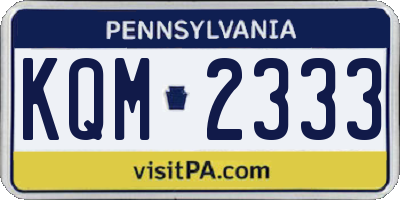 PA license plate KQM2333