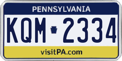 PA license plate KQM2334