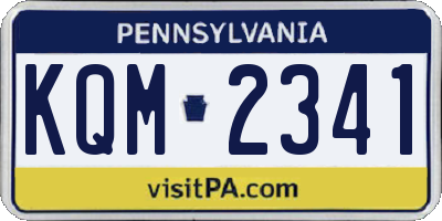 PA license plate KQM2341