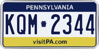 PA license plate KQM2344