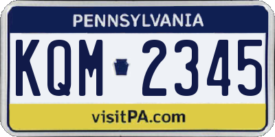 PA license plate KQM2345