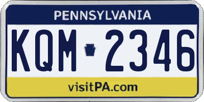 PA license plate KQM2346