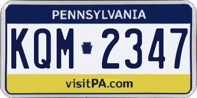 PA license plate KQM2347