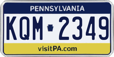PA license plate KQM2349
