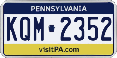 PA license plate KQM2352