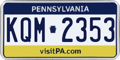 PA license plate KQM2353