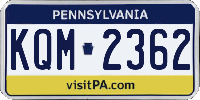 PA license plate KQM2362