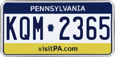 PA license plate KQM2365