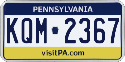 PA license plate KQM2367