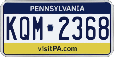 PA license plate KQM2368