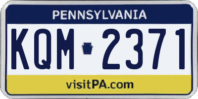 PA license plate KQM2371