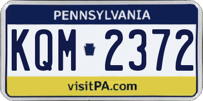 PA license plate KQM2372